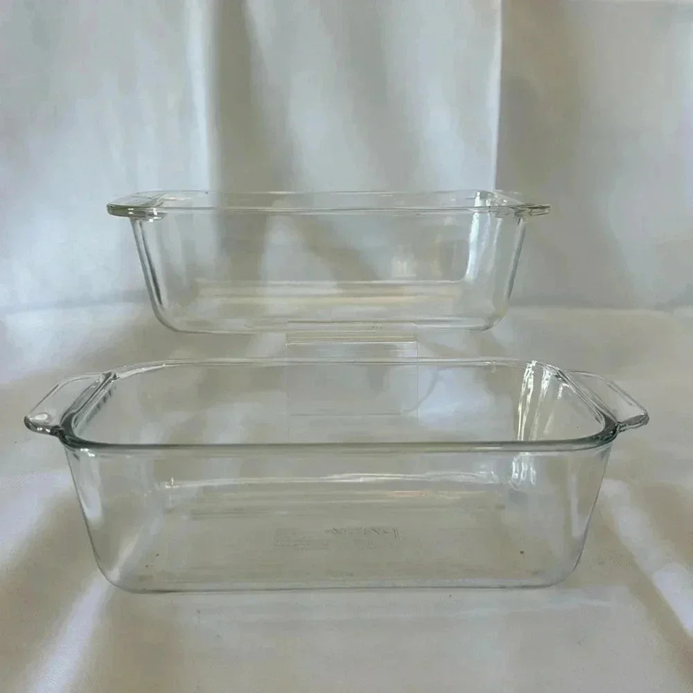 Pyrex 213-R Clear Glass Loaf Pans Bakeware Casserole Dishes Set of 2 - Picture 2 of 9